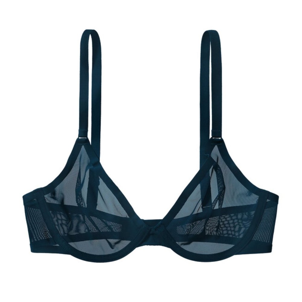 NWT CUUP The Plunge Mesh Bra, Size 36G in Ocean